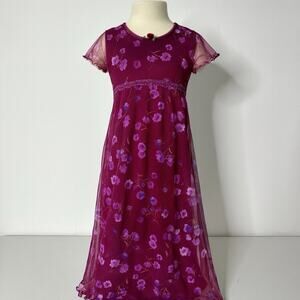 Vintage 90s Goth Floral Purple Plum Lilac Roses Juniors Girls 16 Sheer Whimsy